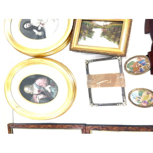 70 - Quantity of framed painting & prints, decorative frames etc, includes a wooden framed art nouveau wa... 