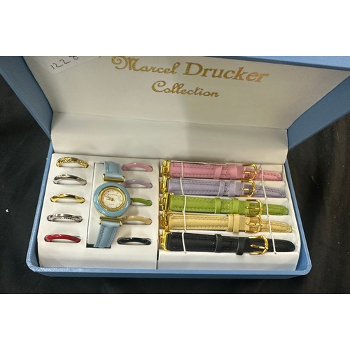 627 - Marcel Drucker ladies boxed watch changing strap and face