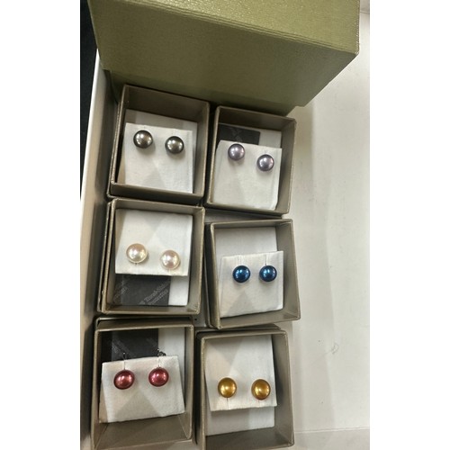 628 - Selection of boxed Honora cultured pearl earrings and a ladies wrist watch