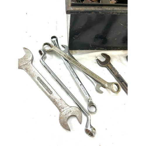 346 - Selection of metal spanners in a metal storage box