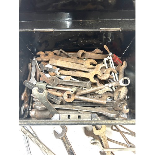 346 - Selection of metal spanners in a metal storage box