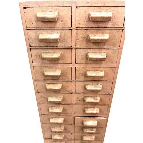 341 - Vintage wooden 29 drawer chest with contents to include nails, chains, tacks, screws etc measures ap... 