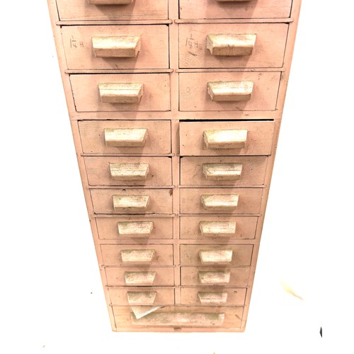 341 - Vintage wooden 29 drawer chest with contents to include nails, chains, tacks, screws etc measures ap... 