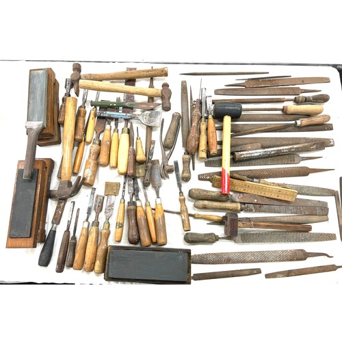 348A - Large selection of vintage chisels and files