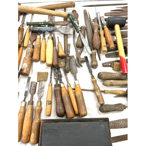 348A - Large selection of vintage chisels and files