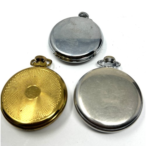 409 - x3 Gents Vintage Pocket Watches Hand-wind Working Inc. INGERSOLL