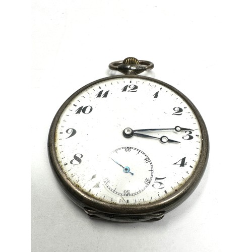 372 - STERLING SILVER Gents Open Face Pocket Watch Hand-wind WORKING