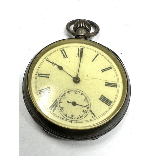 373 - STERLING SILVER Gents Open Face Pocket Watch Hand-wind WORKING