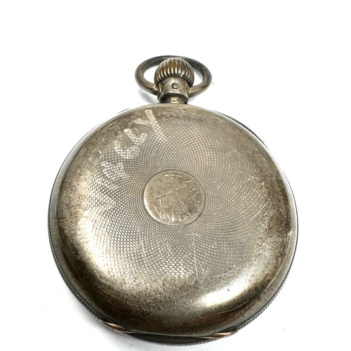 373 - STERLING SILVER Gents Open Face Pocket Watch Hand-wind WORKING