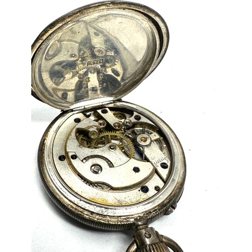 373 - STERLING SILVER Gents Open Face Pocket Watch Hand-wind WORKING