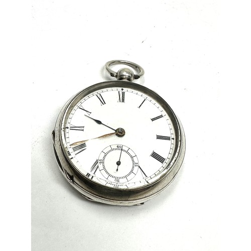 374 - STERLING SILVER Gents Open Face Pocket Watch Key-wind WORKING