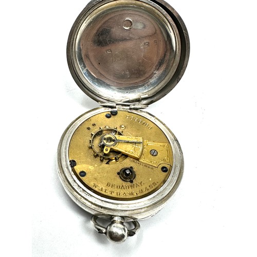 374 - STERLING SILVER Gents Open Face Pocket Watch Key-wind WORKING