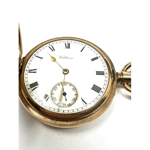 394 - Rolled Gold Gents Full Hunter Hand-wind Pocket Watch Working