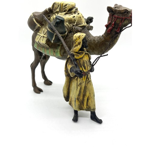 392 - Franz Bergman Arab with Camel,  Oriental Cold Painted Bronze with foundry mark, approximate measurem... 