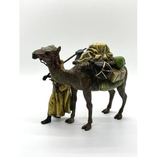 392 - Franz Bergman Arab with Camel,  Oriental Cold Painted Bronze with foundry mark, approximate measurem... 