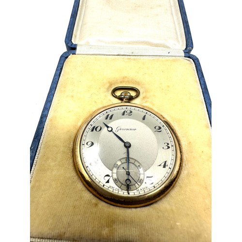 395 - GROSVENNOR Rolled Gold Gents Hand-wind Pocket Watch Working Boxed