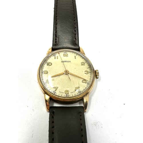 392 - VERTEX 9ct Gold Cased Gents Vintage Hand-wind Wristwatch Working