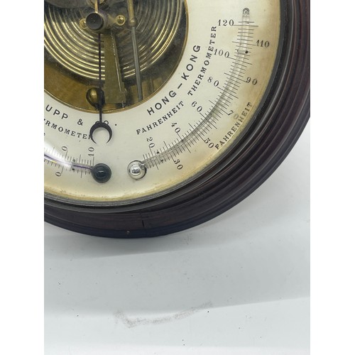 482 - C J Gaupp & Co Hong Kong wall hanging circular barometer, approximate diameter 8.5 inches