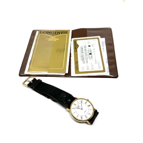 383 - LONGINES Gents Gold Tone Quartz Wristwatch Working