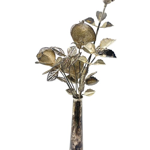 397 - Sterling silver posy vase with silver flowers, total approximate weight 100g