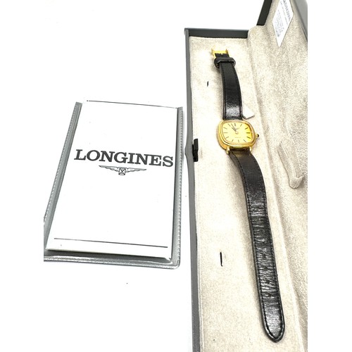 382 - LONGINES Ladies Gold Tone Quartz Wristwatch Working Boxed