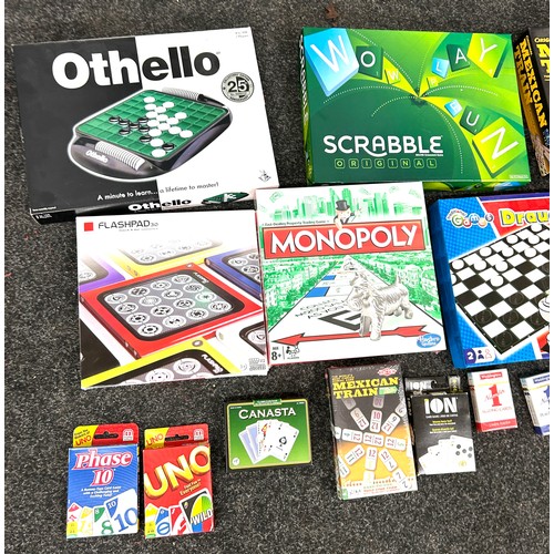 190 - Selection of board games and card games some brand new to include Monopoly, Uno etc