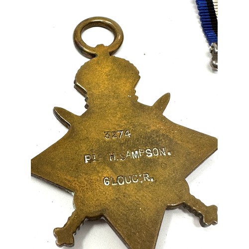 433 - WW1 1914-15 Star Trio & Military Medal Named Pte 3274 H Sampson