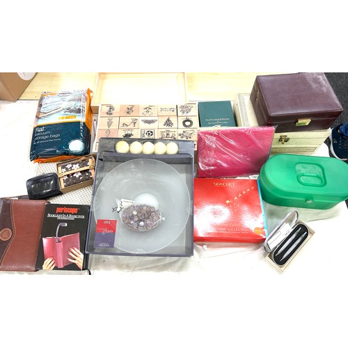 102 - Large selection of miscellaneous to include brand new items purses, nail care kit, jewellery boxes, ... 