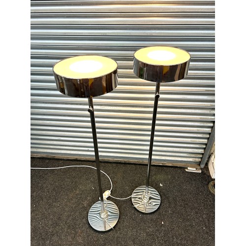 314 - Two modern chrome tall lamps overall height approx 55.5 inches