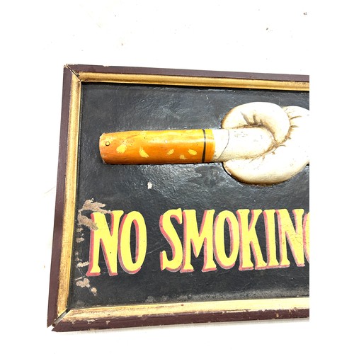 9 - Vintage 'No Smoking Area' wooden sign measures approx 21 inches wide by 12.5 inches tall