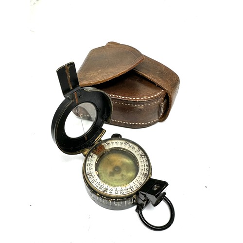 455 - Leather Cased Military Compass, Maker Troughton & Simms Ltd