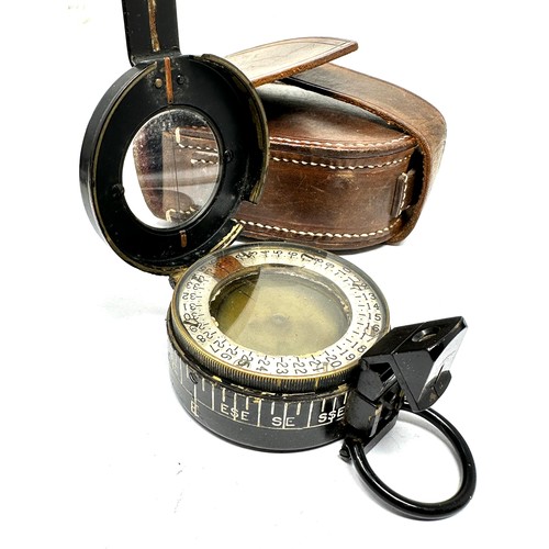 455 - Leather Cased Military Compass, Maker Troughton & Simms Ltd