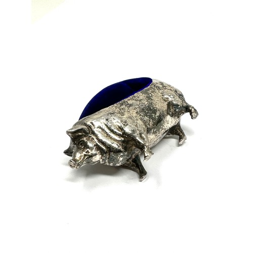 464 - Vintage Silver Plate Novelty Pig Form Pin Cushion (205g)