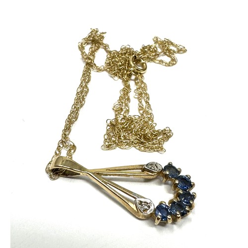 240 - 9ct gold diamond & sapphire pendant necklace (1.6g)