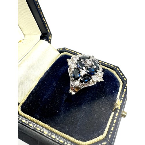 235 - 9ct white gold sapphire & white sapphire dress ring (4.2g)