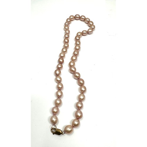 199 - 9ct gold cultured pink pearl necklace (46.4g)