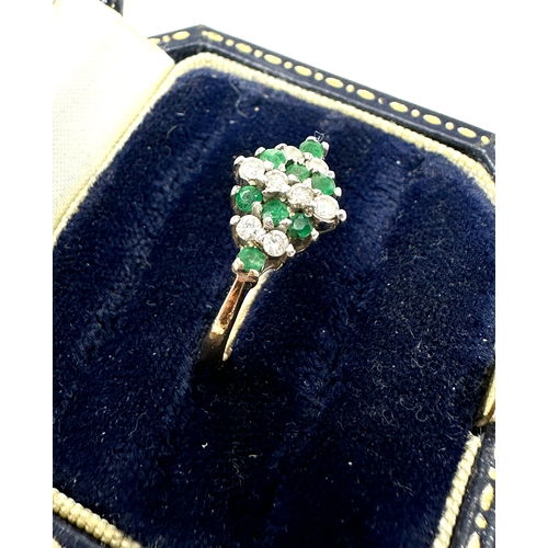 103 - 9ct gold Emerald & diamond ring weight 2.1g