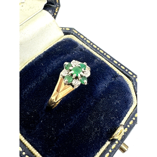 113 - 9ct gold emerald & diamond ring weight 2.4g