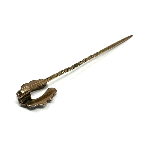 119 - Antique 9ct gold & seed-pearl stick pin weight 1.4g