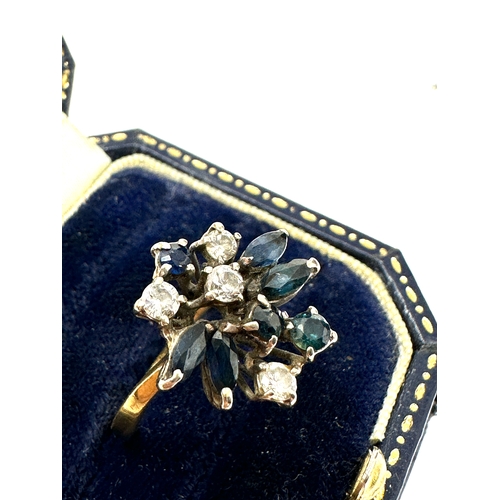 128 - 18ct gold diamond and sapphire ring weight 3.6g