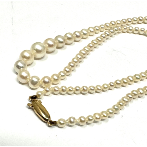 145 - Vintage 9ct gold clasp pearl necklace weight 10g