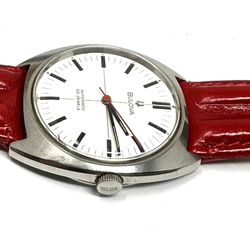 399 - Bulova 23 jewel Cal. 11ANAC circa 1970 | steel automatic centre seconds wristwatch matt white dial w... 