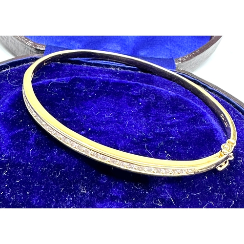 146 - 18ct gold diamond bangle set with 1ct diamonds weight approx 12g