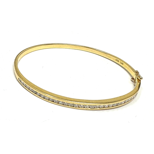 146 - 18ct gold diamond bangle set with 1ct diamonds weight approx 12g