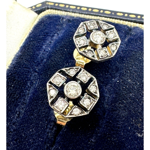 150 - 18ct gold diamond earrings est 0.80ct diamonds