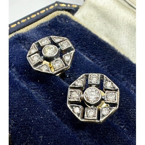 150 - 18ct gold diamond earrings est 0.80ct diamonds