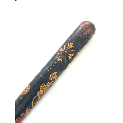 437 - Victorian hand painted police wooden truncheon marked LCP No 230, length 14 inches