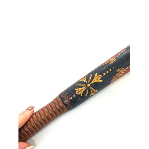 437 - Victorian hand painted police wooden truncheon marked LCP No 230, length 14 inches