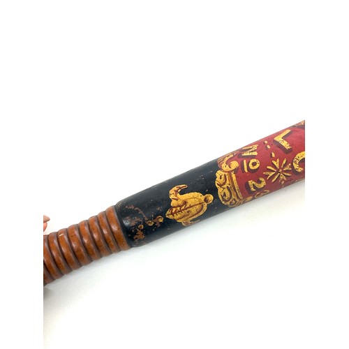 437 - Victorian hand painted police wooden truncheon marked LCP No 230, length 14 inches