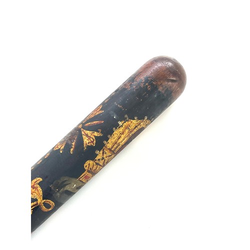 437 - Victorian hand painted police wooden truncheon marked LCP No 230, length 14 inches